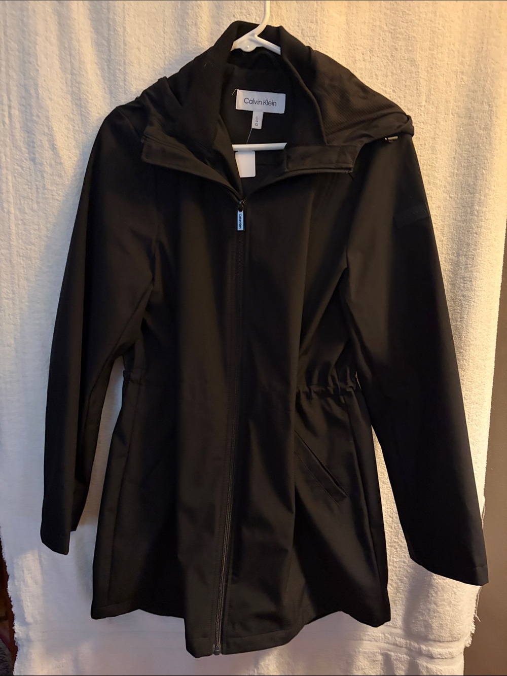 Calvin Klein Black Hooded Trench Coat